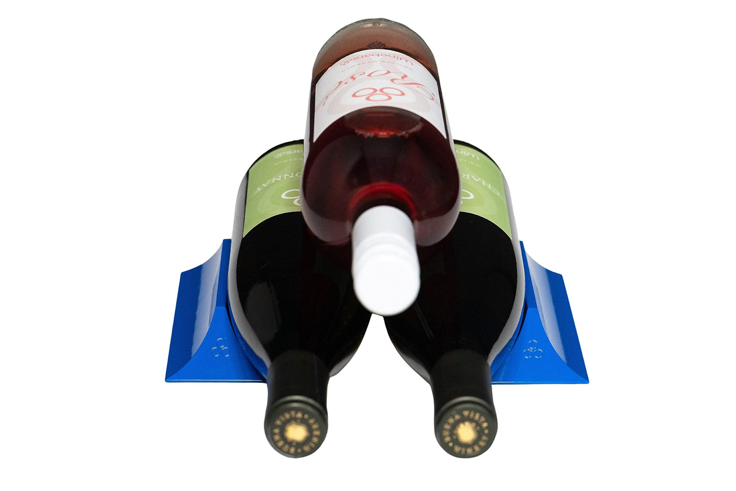 Winebars | A Table Top Wine Rack That’s just like bookends for wine for up to 9 bottles. (Tuscan Blue)