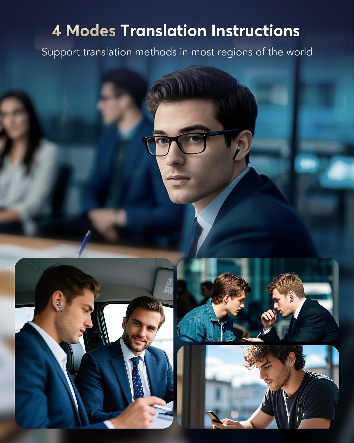 AI Translation Earbuds Real Time,199 Language Translator Earbuds,Bluetooth 6.1 Audifonos Traductores Inglés Español,4 ANC Mic Translating Device,Translate Ear Buds for Travel Learning with LCD Touch