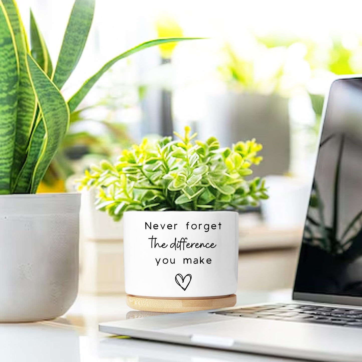 Aryabtya Cute Succulent Planter, Flower Cactus Plant Pot Gifts, Going Away Farewell Thank You Inspirational Employee Appreciation Gifts for Women Men Coworkers Boss Lady Manager (No Plants)