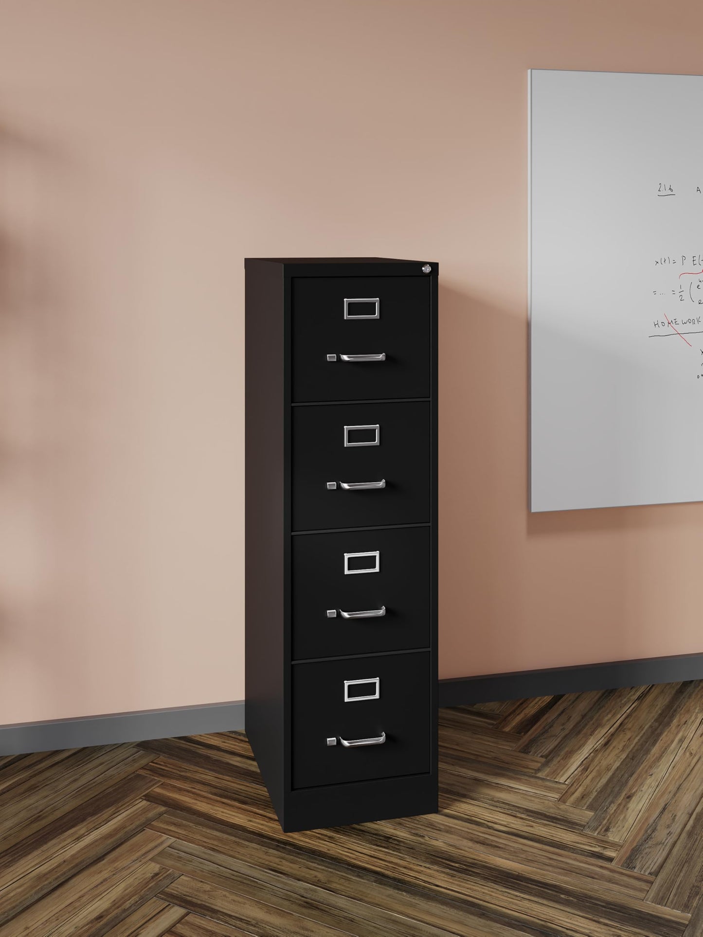 Hirsh 22" Deep 4 Drawer Letter Width Fully Assembled Steel Vertical File Cabinet, Commercial Grade Heavy-Duty, Locking, Black