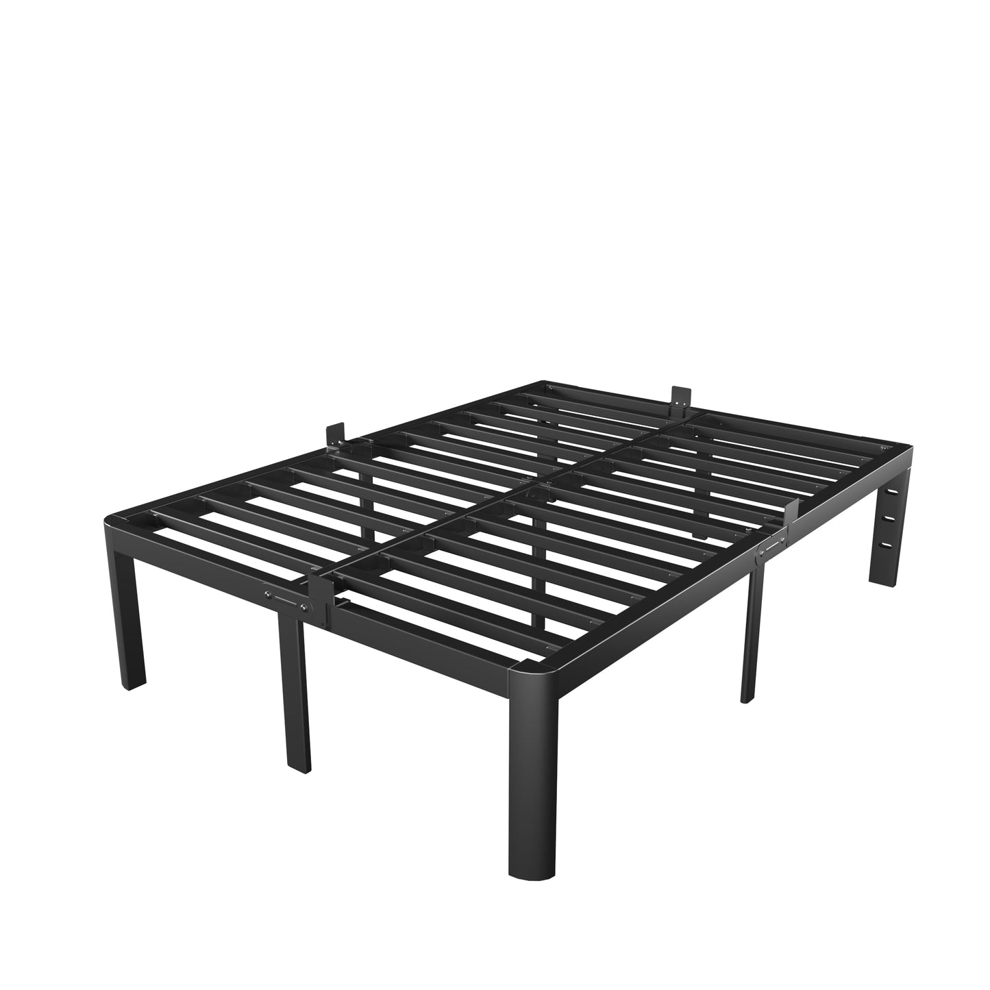 KZZLOL Full Size Bed Frame 16 Inch, Metal Platform Full Bed Frame No Box Spring Needed, DIY Headboard Hole, Heavy Duty Steel Support 3500 LBS, Noiseless, Round Leg, Storage Space, Easy Assembly, Black
