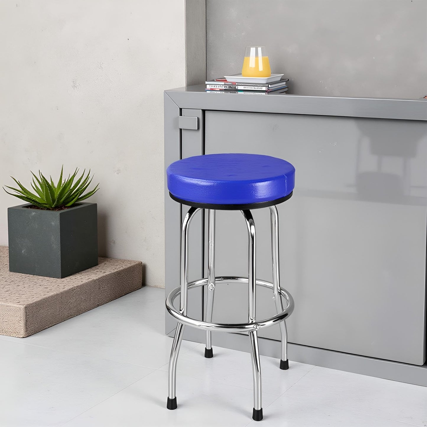 Big RED ATRP6185U-1 Torin Swivel Bar Stool: Padded Garage/Shop Seat with Chrome Plated Legs, Blue