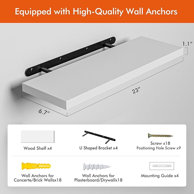 YUFLINX 23’’White Floating Shelves