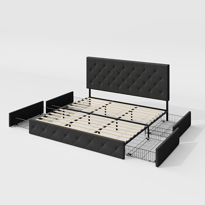Allewie Upholstered King Size Platform Bed Frame
