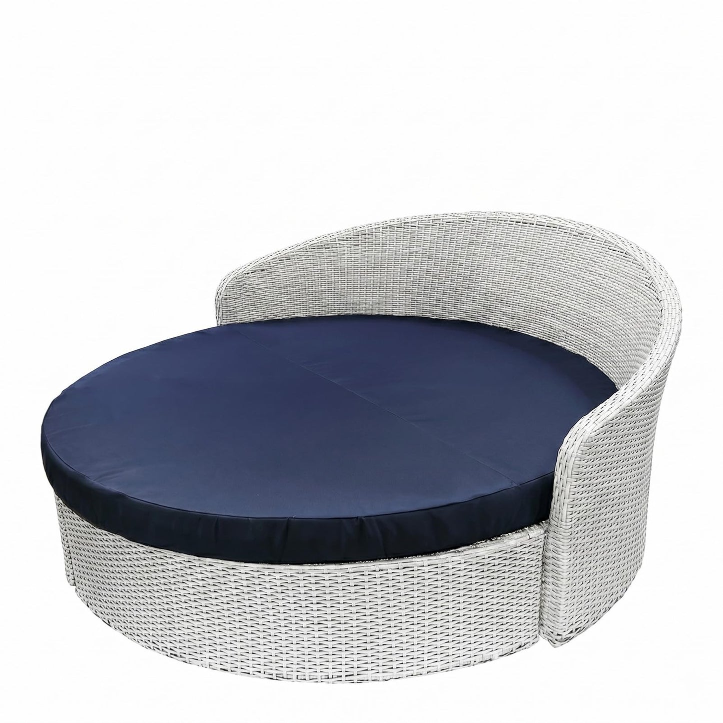 TQ369SM 66" Outdoor Daybed Cushion Cover Replacement Patio Round Mattress Protective Covers with Elastic Pope Edge (Only Cover) (Navy Blue, 66cover)
