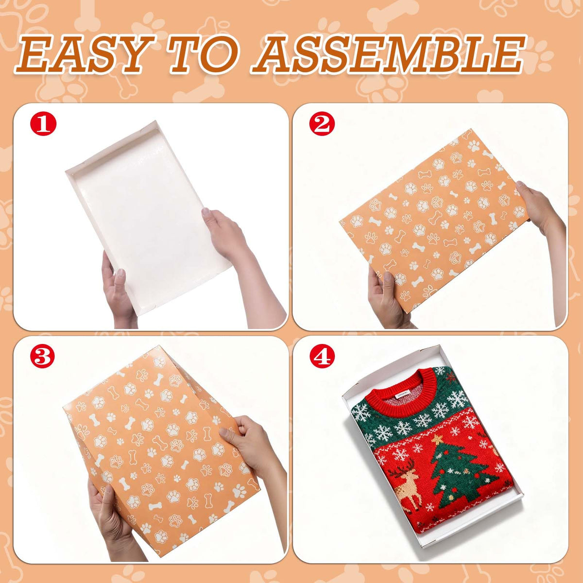 Cayivran 12Pcs Christmas Gift Boxes,14.5 * 9.5 * 2Inch Shirt Box With Lids,2 Designs Orange Blue Puppy elements Clothes Gift Boxes,Apply To Christmas Party Birthday Valentine's Day Graduation season