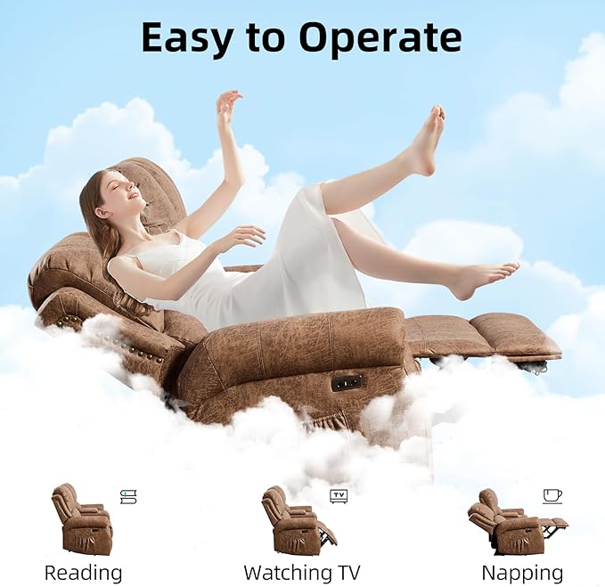 EBELLO 2-Piece Manual Recliner Sofa Set, Faux Leather Message Single Recliner