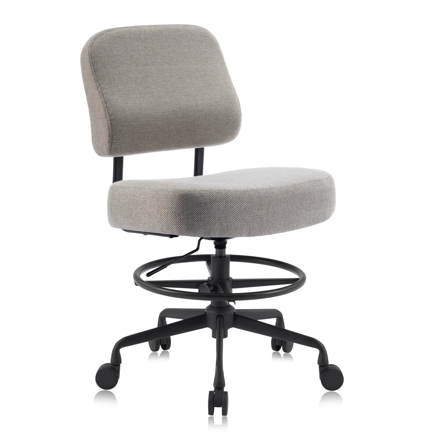DR.LOMILOMI Pneumatic Swivel Rolling Saddle Stool 504 Kalea with Adjustable Foot Ring for Clinic SPA Tattoo and Home (Urban Taupe, Backrest Add-on)
