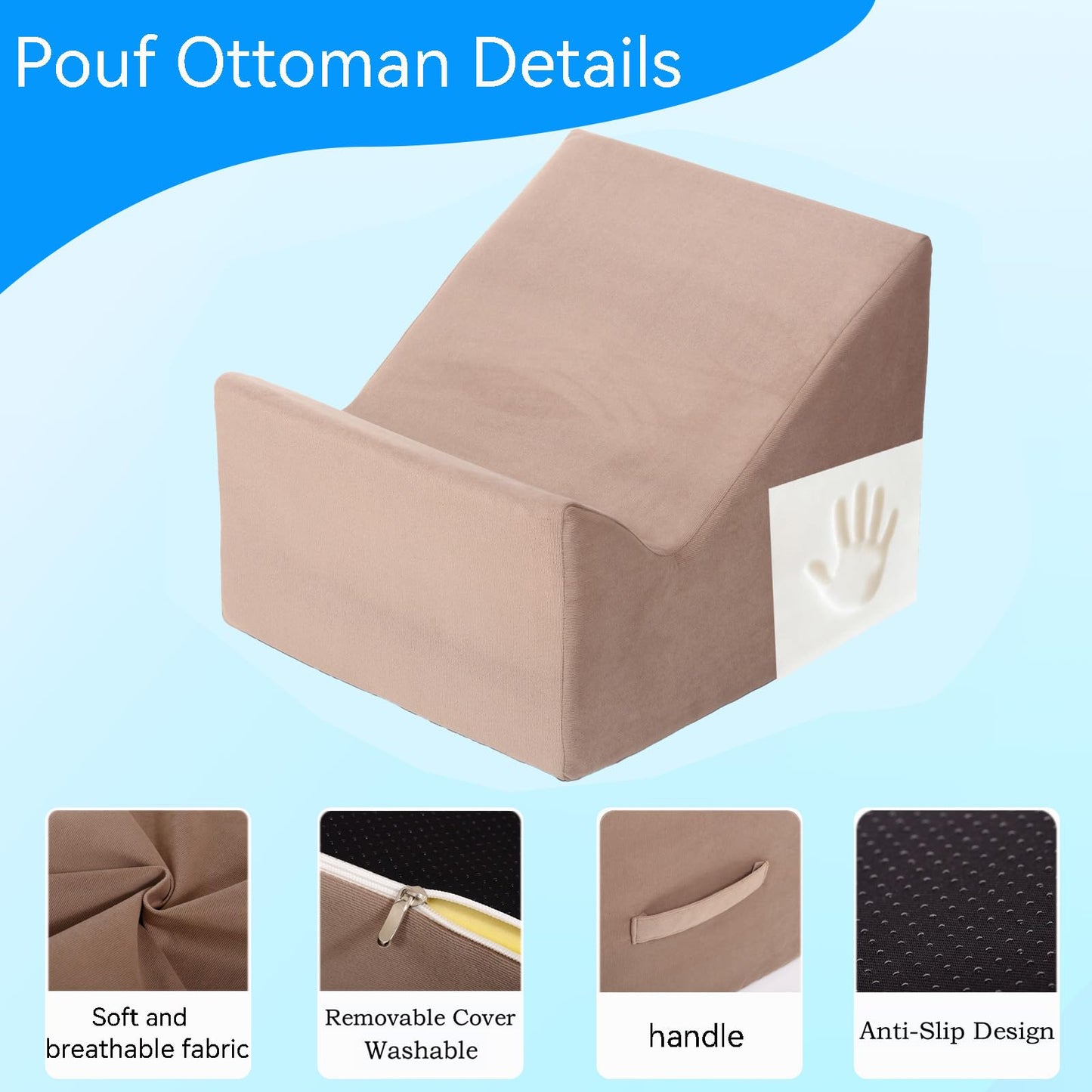 OpyTikar Version that Modern Pouf Ottoman,with Washable Cover.Relax Stool,Floor Poufs for Couch,Foot Rest for Under Desk at Work.for Living Room,Bedroom,Patio,Perfect to Rest Your Feet (Brown)