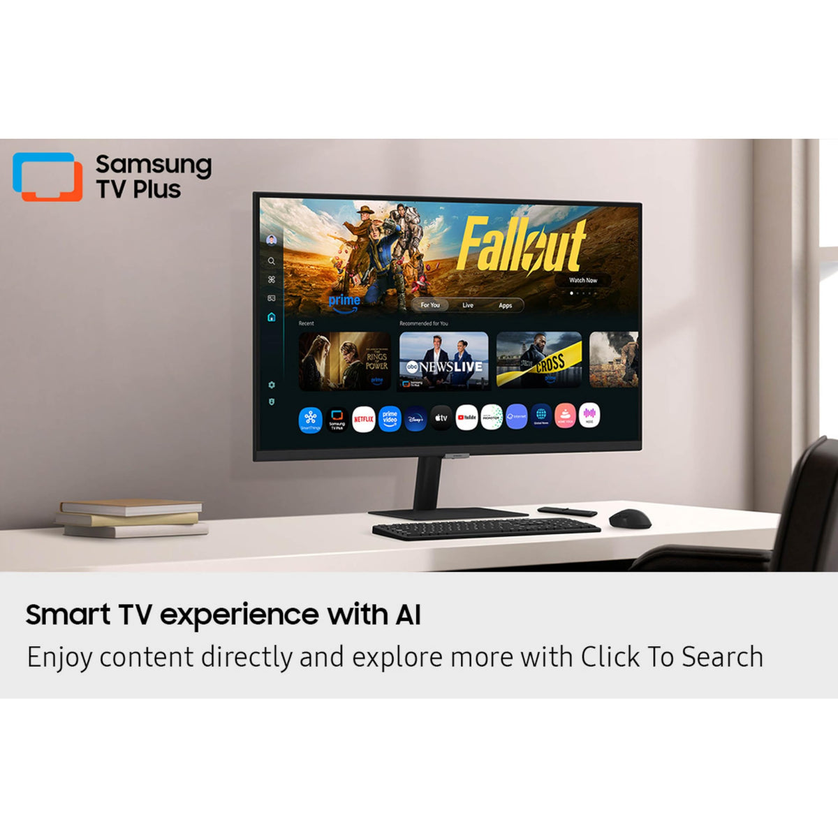 Samsung 32” Smart Monitor M7 (M70F) 4K UHD Display, Samsung Vision AI, Smart TV Apps, Gaming Hub, USB-C, HDMI and USB-A, Black, LS32FM702UNXZA, 2025