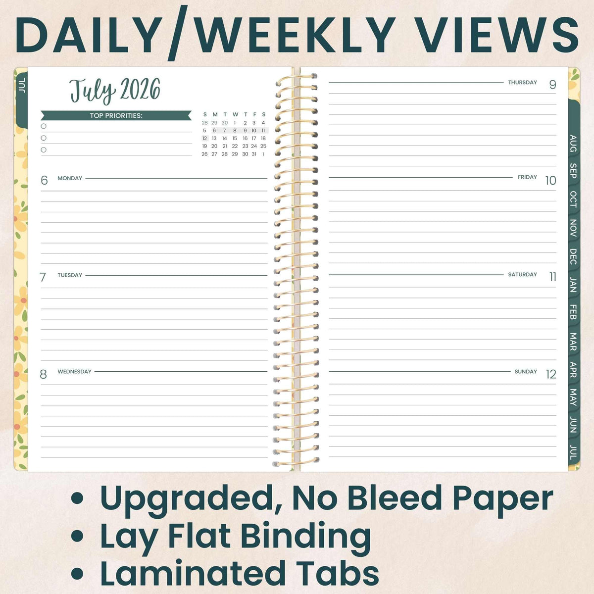 bloom daily planners 2026-2027 Planner - Academic Year (July 2026 - July 2027) Monthly & Weekly Soft Cover Planner for Women - 13 Month Agenda Book with Stickers - 5.5" x 8.25" - Butter Yellow Daisies