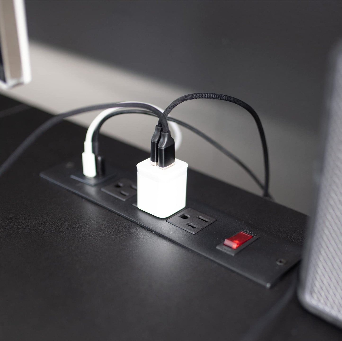 VIVO 63 x 32 inch Universal Table Top with Built-in Power Strip for Standard and Sit Stand Height Adjustable Home and Office Desk Frames, Desktop with USB Ports, Black, DESK-TOP1AC-B