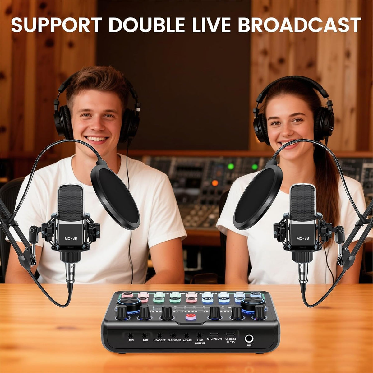 ALSO GO Upgraded Podcast Microphone Bundle, Podcast Equipment Bundle for 2, Recording Studio Equipment for Podcasting, Recording, Singing, Streaming, Gaming