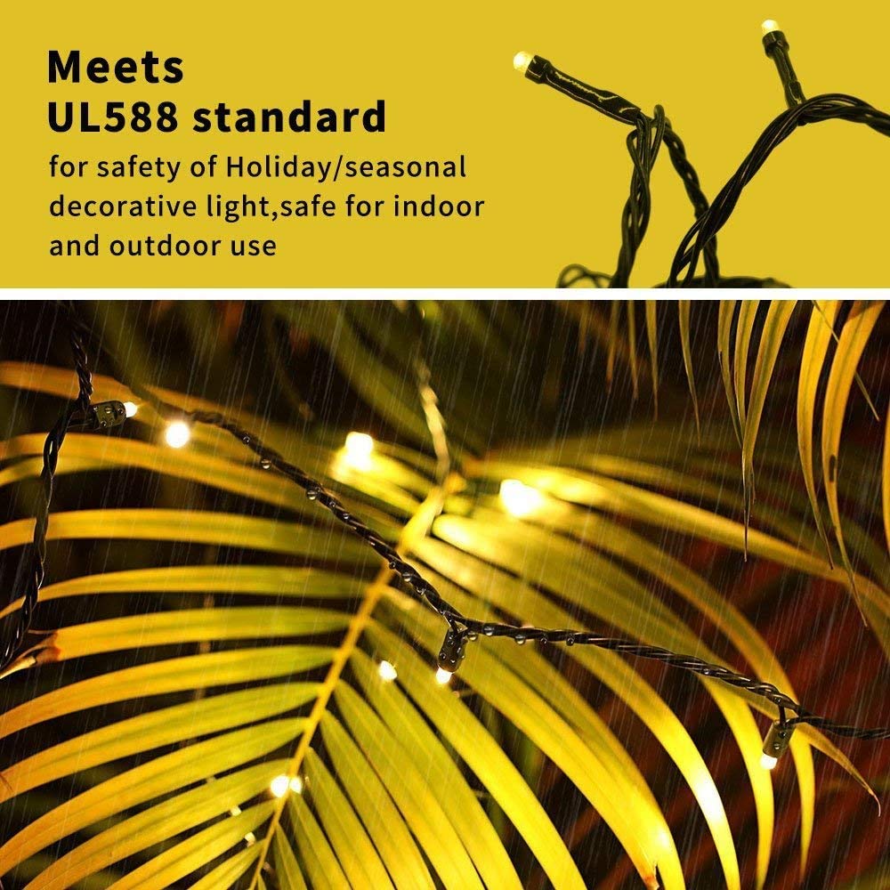 Fairy Black String Lights with Memory Function. Extendable 33ft 100 LED Plug in Cozy Warm White Decorations for Christmas Xmas Tree, Garden, Party, or Home, creating magical indoor outdoor Ambiance