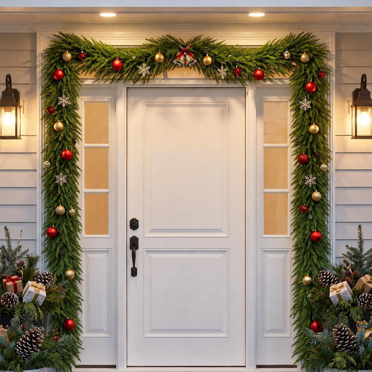 FesNiva 1 Pack Artificial Norfolk Pine Garland, Winter Greenery Garland for Christmas Decorations, Ideal for Mantle, Table, Fireplace, Home and Holiday Decor (5.6 FT)