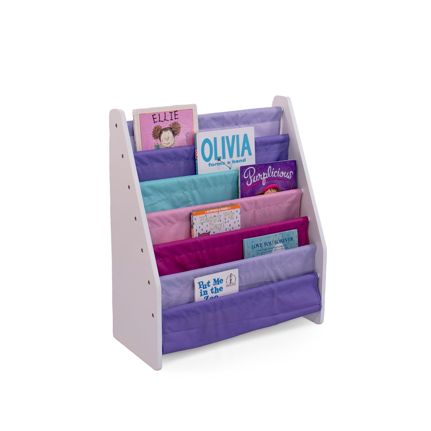 Humble Crew Kids Bookshelf, 6-Tier Front-Facing Book Display Organizer, Montessori Toddler Bookcase for Playroom, Bedroom & Reading Corner, White/Pink/Purple/Aqua