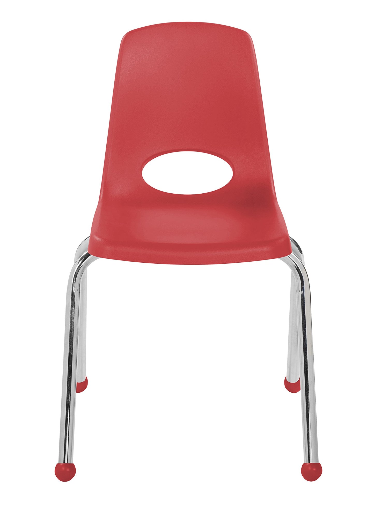FDP 16" School Stack Chair, Stacking Student Seat with Chromed Steel Legs and Ball Glides For In-Home Learning or Classroom - Red (4-Pack), 10382-RD