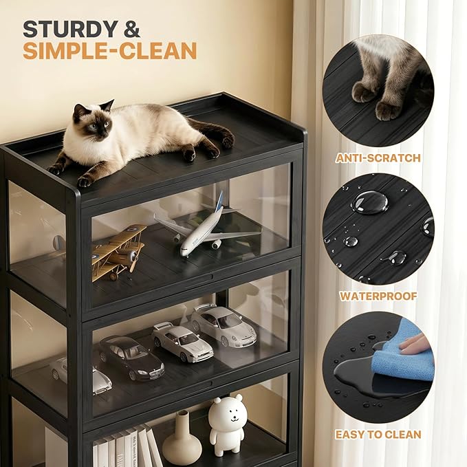 Magshion Display Cabinet with Acrylic Doors, 5-Tier Curio Cabinet