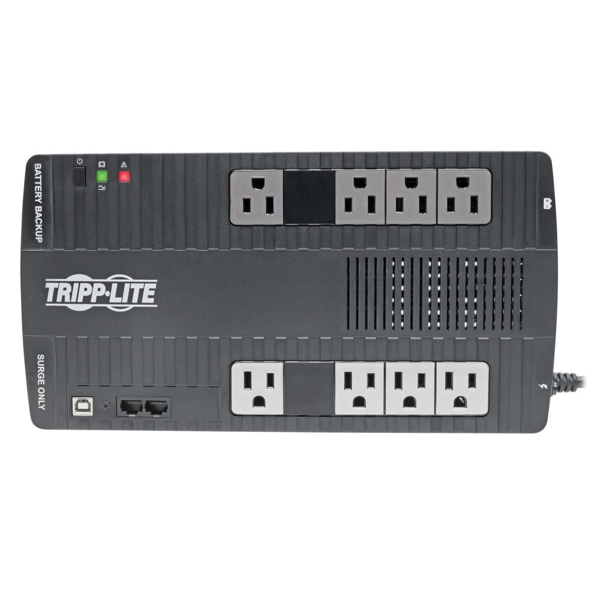Tripp Lite 550VA UPS Battery Backup Surge Protector, AVR Automatic Voltage Regulation, 8-Outlet Uninterruptible Power Supply, Dataline Protection, 3-Year Warranty & Insurance (AVR550U)