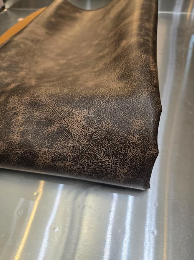 Brown Vintage Distressed Antiqued Faux Leather Fabric PU Peta Approved Vegan