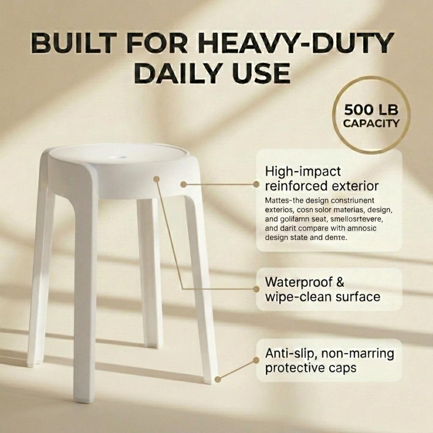 Stackable Plastic Stools Set of 6-18 Inch Heavy Duty 500 lbs Capacity, Flexible Seating Classroom Stools for School, Outdoor Patio & BBQ Chairs, Space Saving Plastic Chairs for Dorm, Home Office
