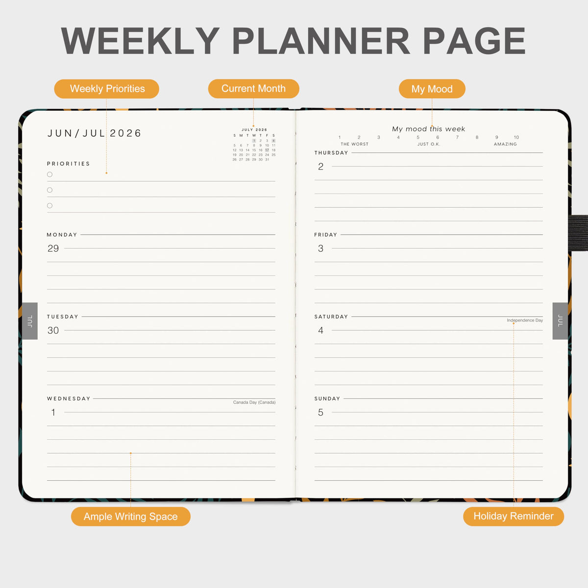 And Per Se Academic Planner 2026-2027 – Weekly & Monthly Planner, July 2026 to June 2027, A5 Leather Hardcover with Inner Pocket – Student & Teacher Organizer, 5.7" x 8"(Lunar Leaf)