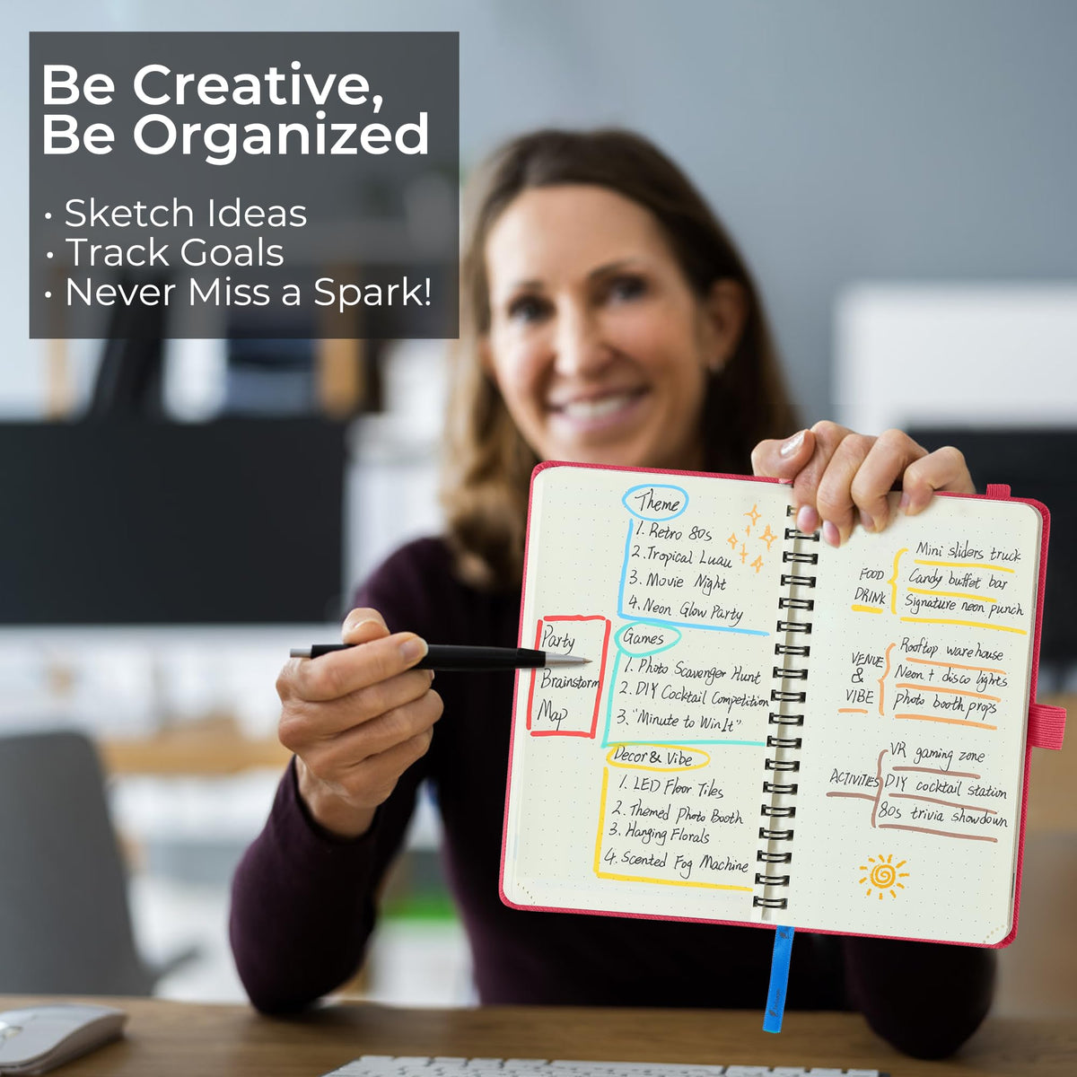 IN-LUXPRO Planner 2026-2027 Daily Weekly and Monthly,6.5"x3.75",18 Months Spiral Bound Calendar Agenda with Self-adhesive Pen Holder,2026 Academic Plan with Vegan Leather Soft Cover,Rose Red