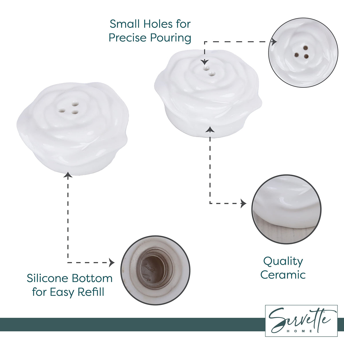 Mini White Roses Salt and Pepper Shakers