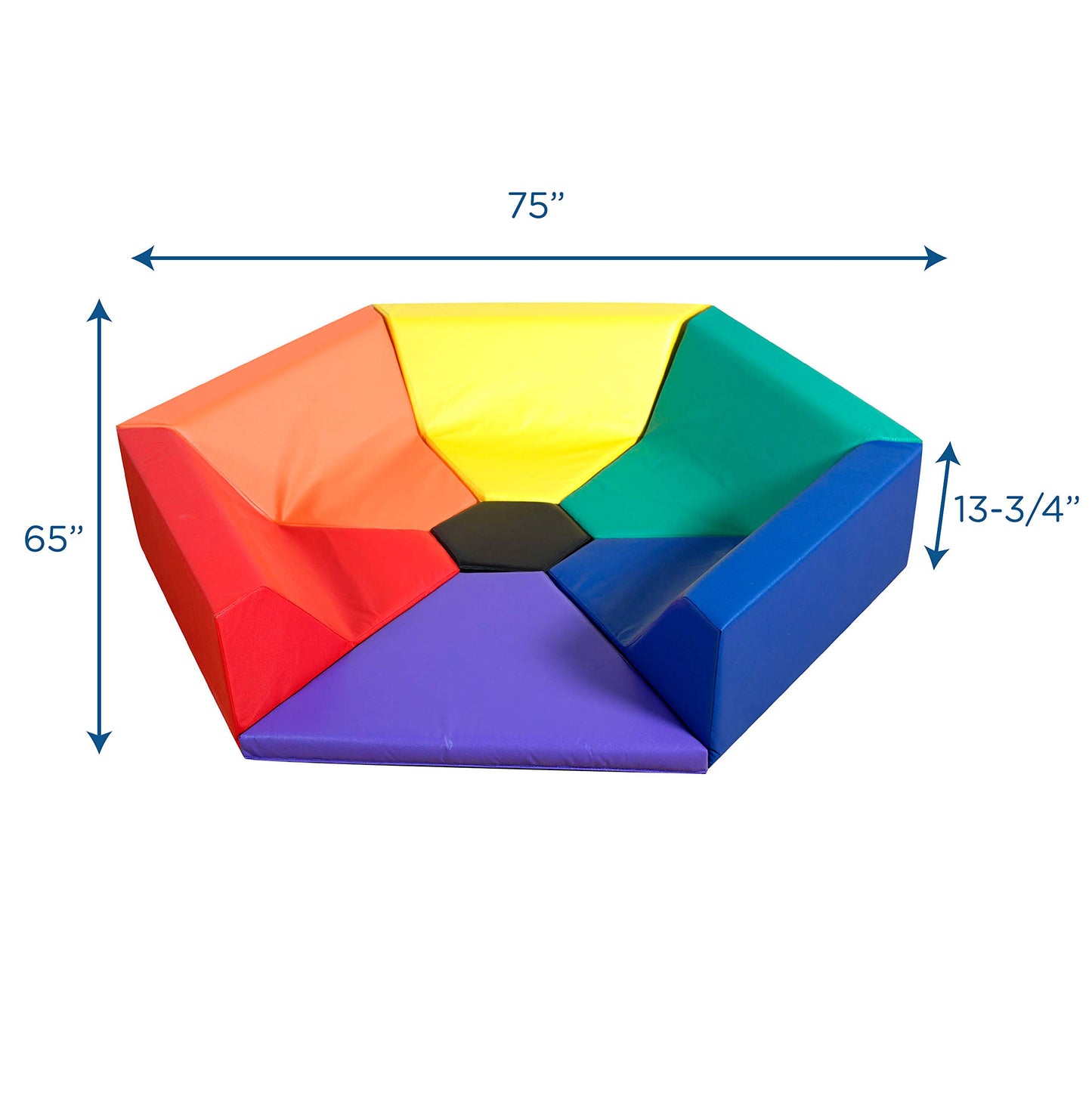 Children's Factory Hexagon Happening Hollow Kids Reading Nook, Toddler Modular Couch for Daycare, Classroom, Rainbow