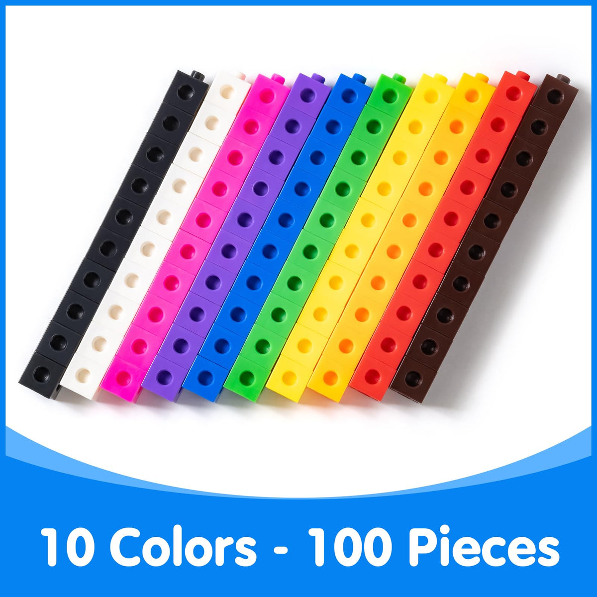 Odoorgames Magnetic Letter and Number Trays (13" X 10") - 100 Pcs Math Linking Cubes with 384 Cartoon Stickers