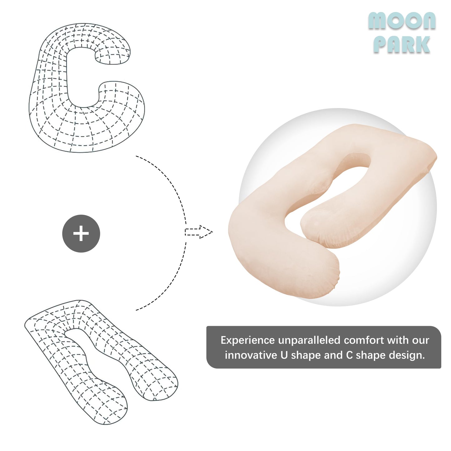 MOON PARK Pregnancy Pillows for Sleeping - U Shaped Full Body Maternity Pillow with Removable Cover - Support for Back, Legs, Belly, Hips - 57 Inch Pregnancy Pillow for Women - Brown