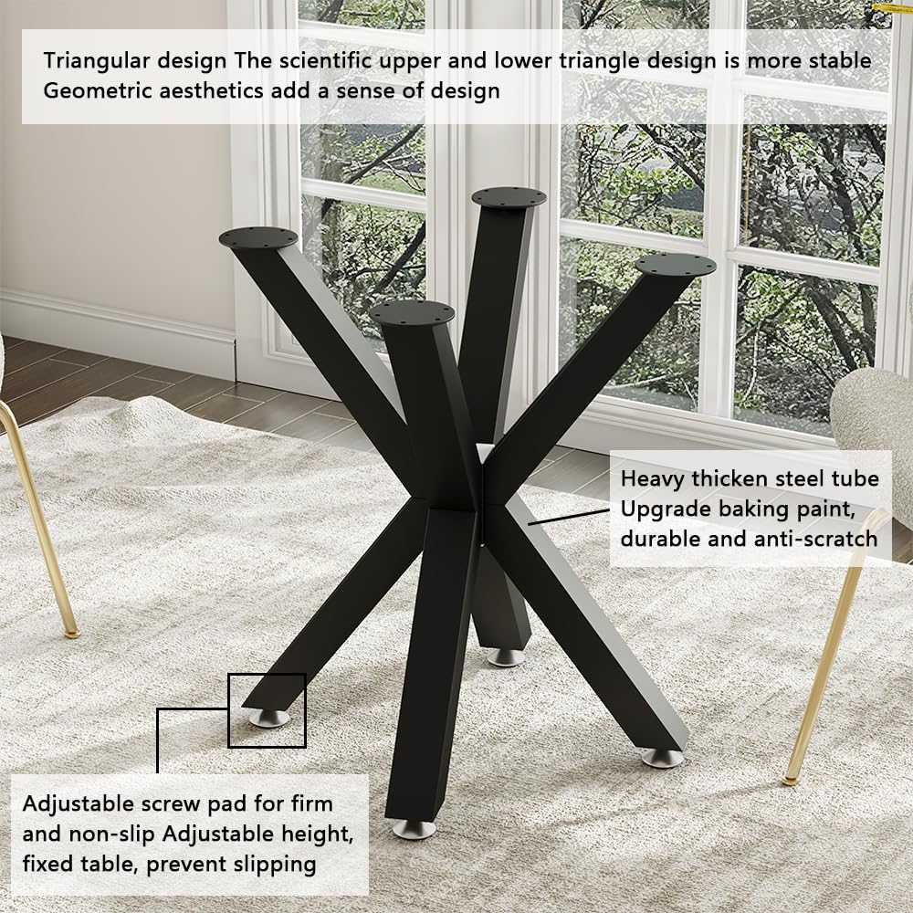sumatos Table Base 28 Inch,Heavy Duty Pedestal Metal Dining Table Base for Glass, Marble, and Wood Tops, Furniture Legs for Home,Kitchen,Office(Black)