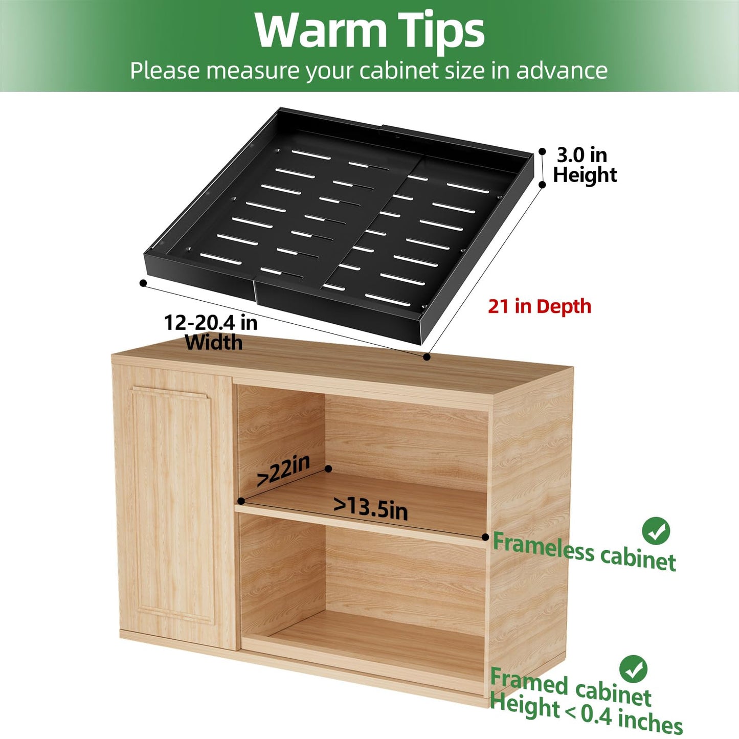 PAKETA 4 Pack Expandable Pull Out Cabinet Organizer, 21'' Deep Pull Out Drawers for Cabinets,Upgrade 3 Slide Rails Sliding Drawer for Kitchen Cabinet Organizer with Adhesive Nano Film (Black)