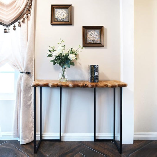 WELLAND Cedar Wood Live Edge Console Table 13" D x 42" W x 33" H Writing Desk