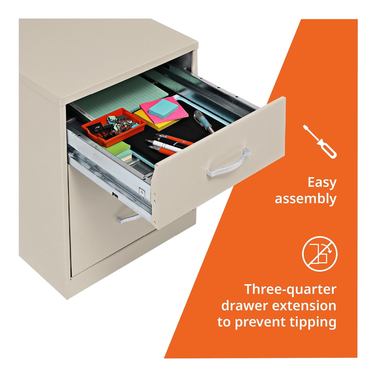 NuSparc 2 Drawer Locking Filing Cabinet | Pre-Assembled Steel Construction | Low-Profile Design is Perfect for Home and Small Office | Letter-Size | Assembled in USA
