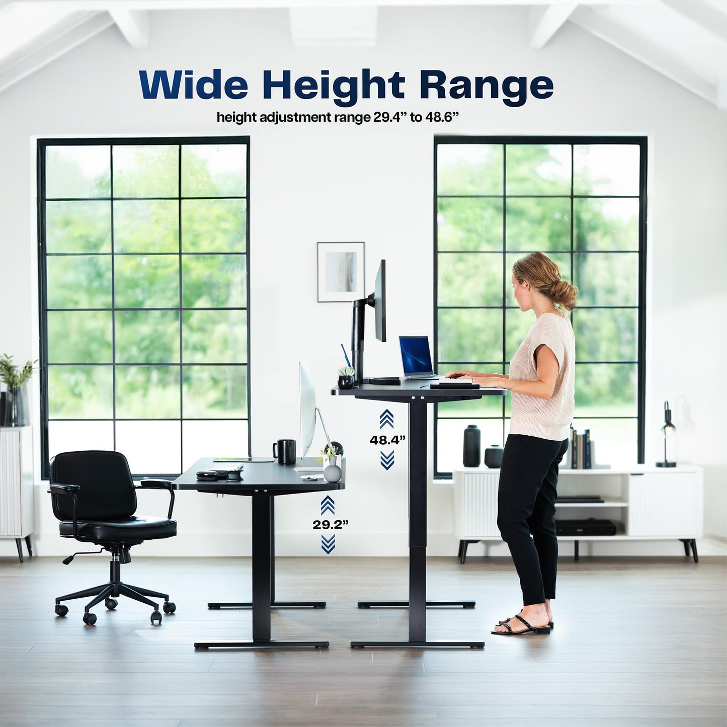 VIVO Electric 60 x 24 in Standing Desk with Full-Size RGB Mouse Pad, Memory Height Adjustment, 1B Series, Holds 220 lbs, Black Top Black Frame, DESK-KIT-1B6BP-24