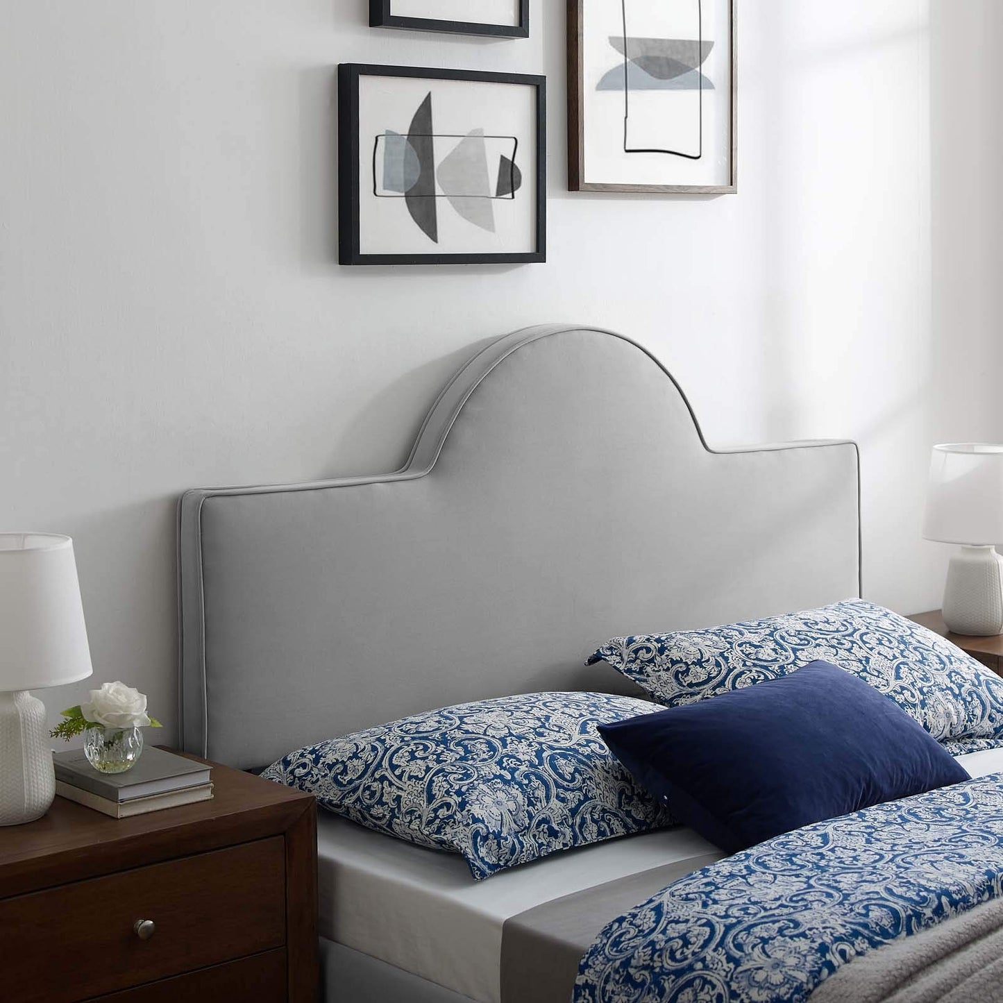 Modway MOD-6302-LGR Dawn Twin Performance Velvet Headboard, Light Gray