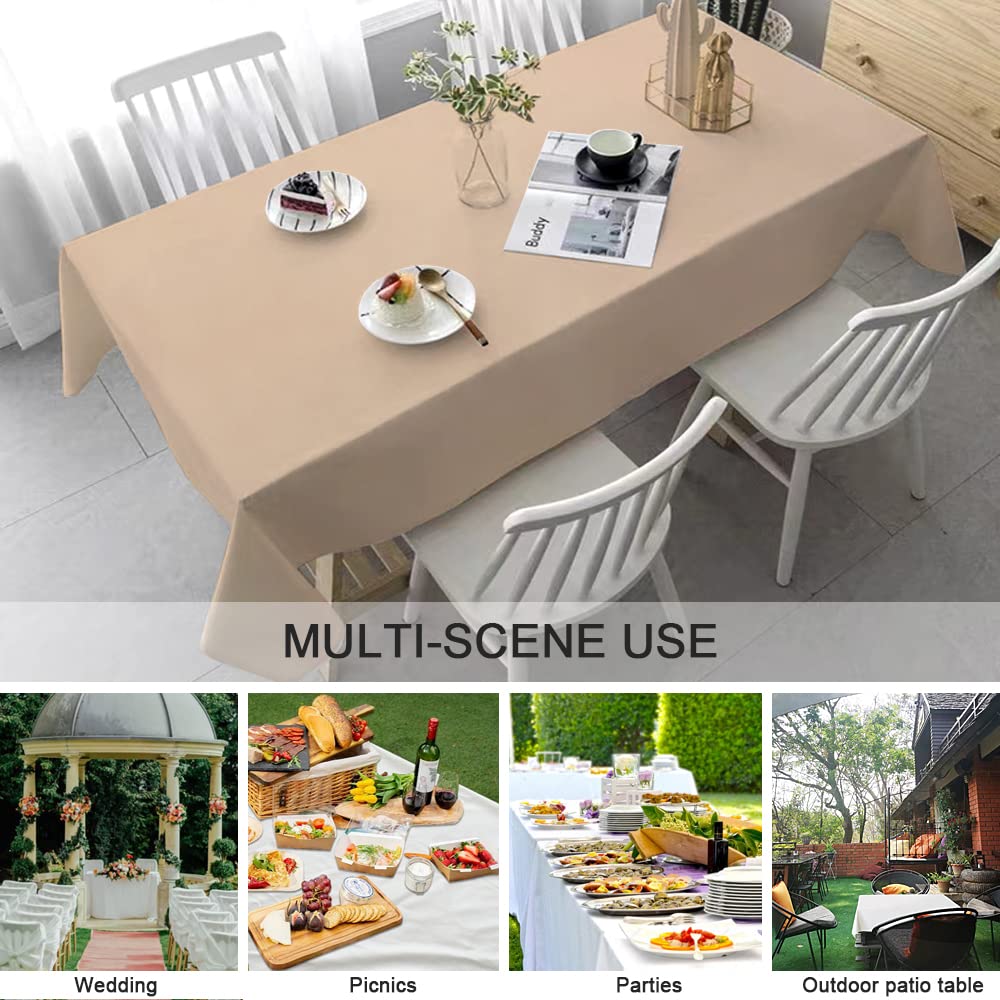Aijoviko Table Cloth for Rectangle Tables Soft Leather Tablecloth Waterproof Wipeable Table Cover for Parties,Picnic and Camping Outdoor Tablecloths(Neutral 54" x84)