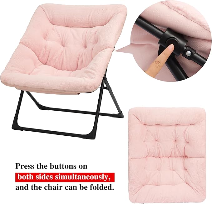 Comfy Saucer Chair for Adults, Soft Faux Fur Bedroom Chair, Accent Dorm Chairs