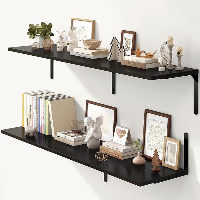 Fun Memories Floating Shelves for Wall, 12 Inch Deep Floating Shelves Set of 2