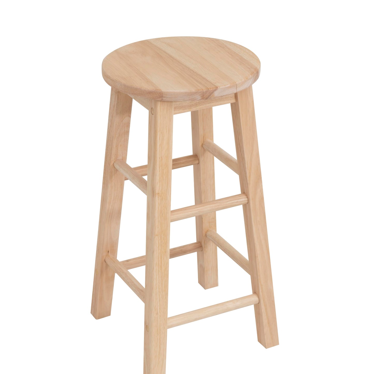 Linon Zeke Unfinished Solid Wood Backless Round Counter Stool with 24 Inch Seat Height
