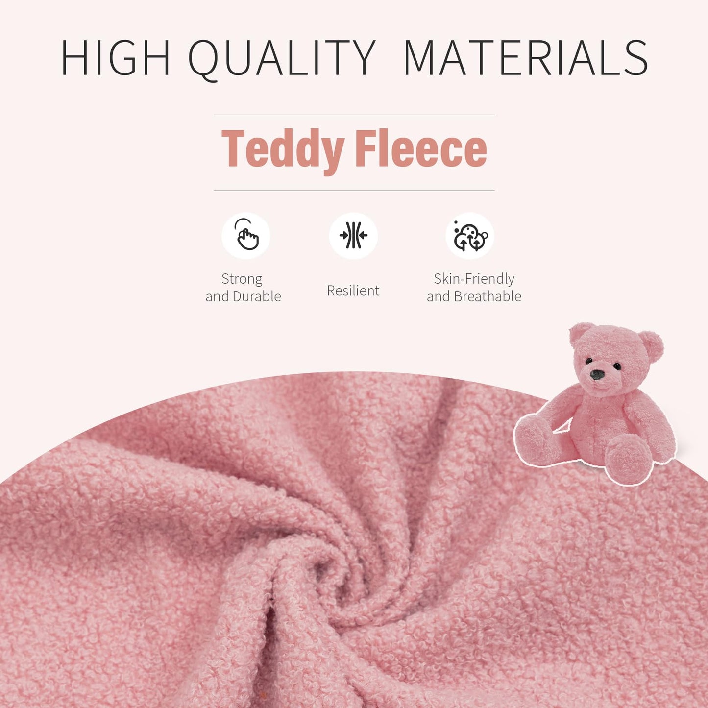 RunRunFlower Office Chair with Wheels, Ergonomic Computer Desk Chair with Flip-up Armrest, Adjustable Rolling Swivel Chair Teddy Fleece – Dusty Pink