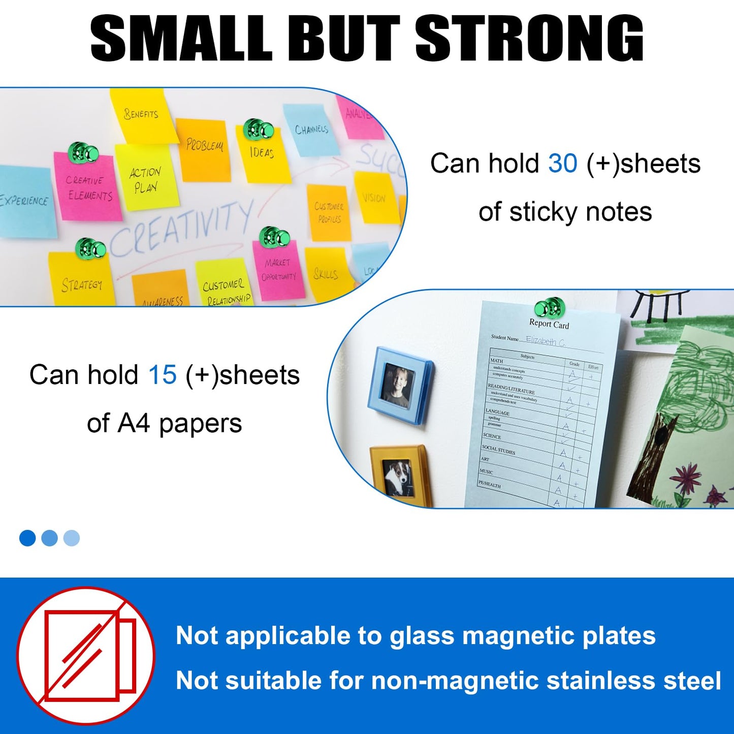 LOVIMAG Fridge Magnets 20Pcs Refrigerator Whiteboard Small Strong Magnet Classroom Kitchen Accessories Decorative Locker Set Decor Must Haves Office Calendar Refrigerador Magnetic Cute Crafts Green