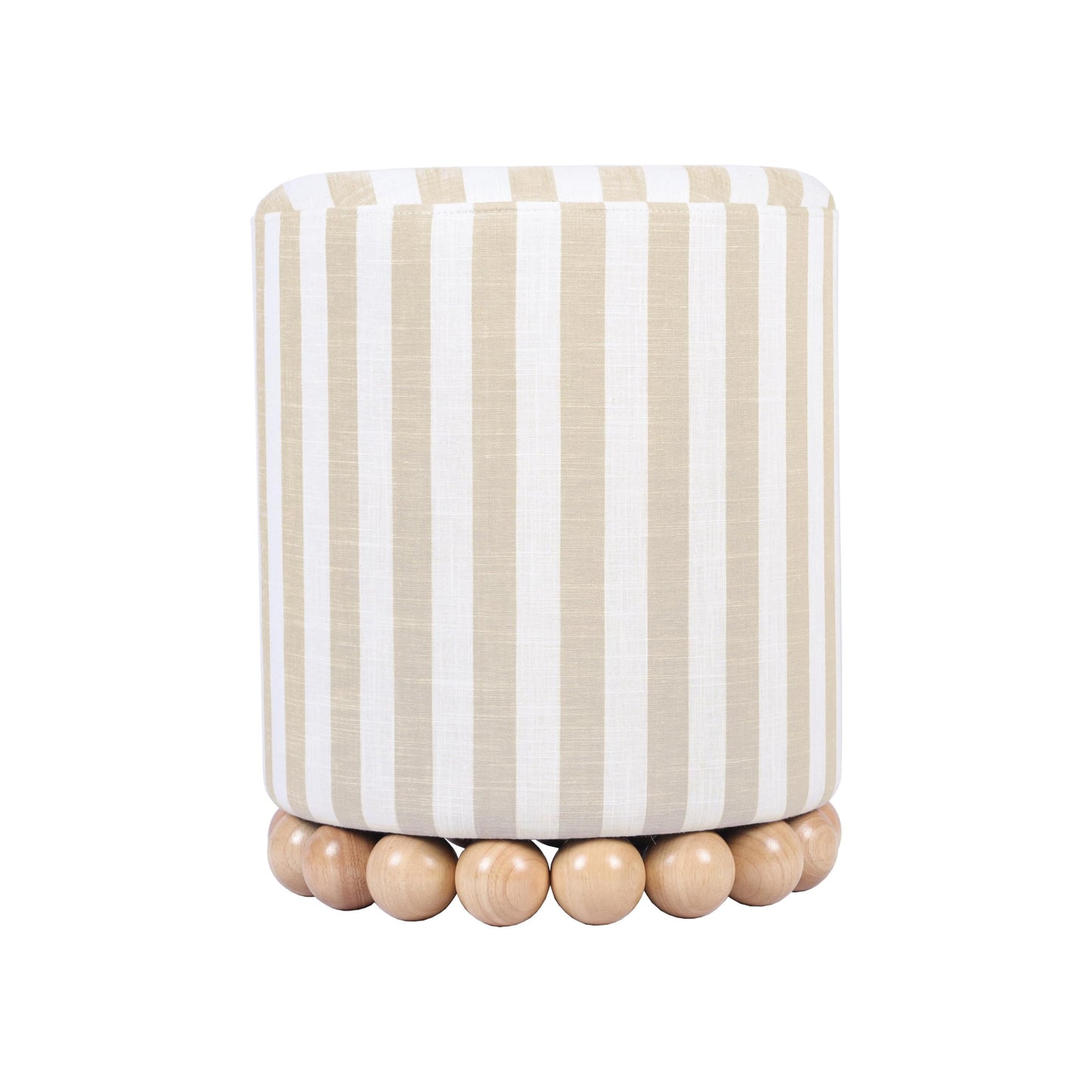 Tov Furniture Dex Beige Striped Linen Ottoman