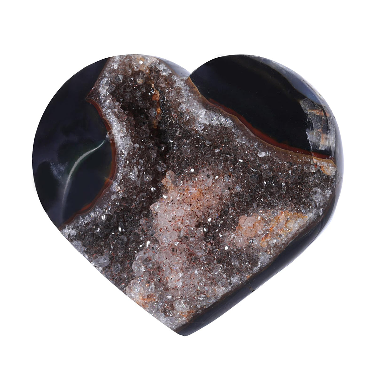 mookaitedecor Natural Agate Heart Crystal Geode Specimen, Healing Crystals Quartz Cluster Stone Mineral for Collection Home Office Decor, 75-155 g