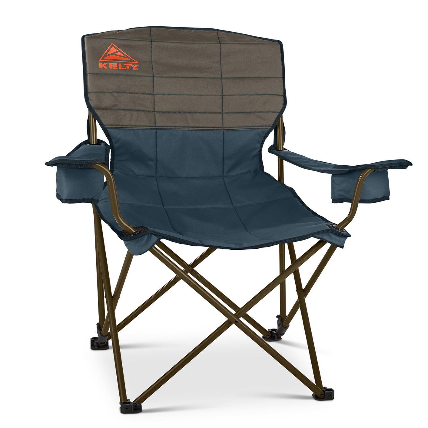 Kelty Deluxe Lounge Chair – Folding Outdoor Camp Chair, Insulated Cupholders, Customized Recline, Steel Frame, Padded Roll Storage (Dark Shadow/Midnight Navy)