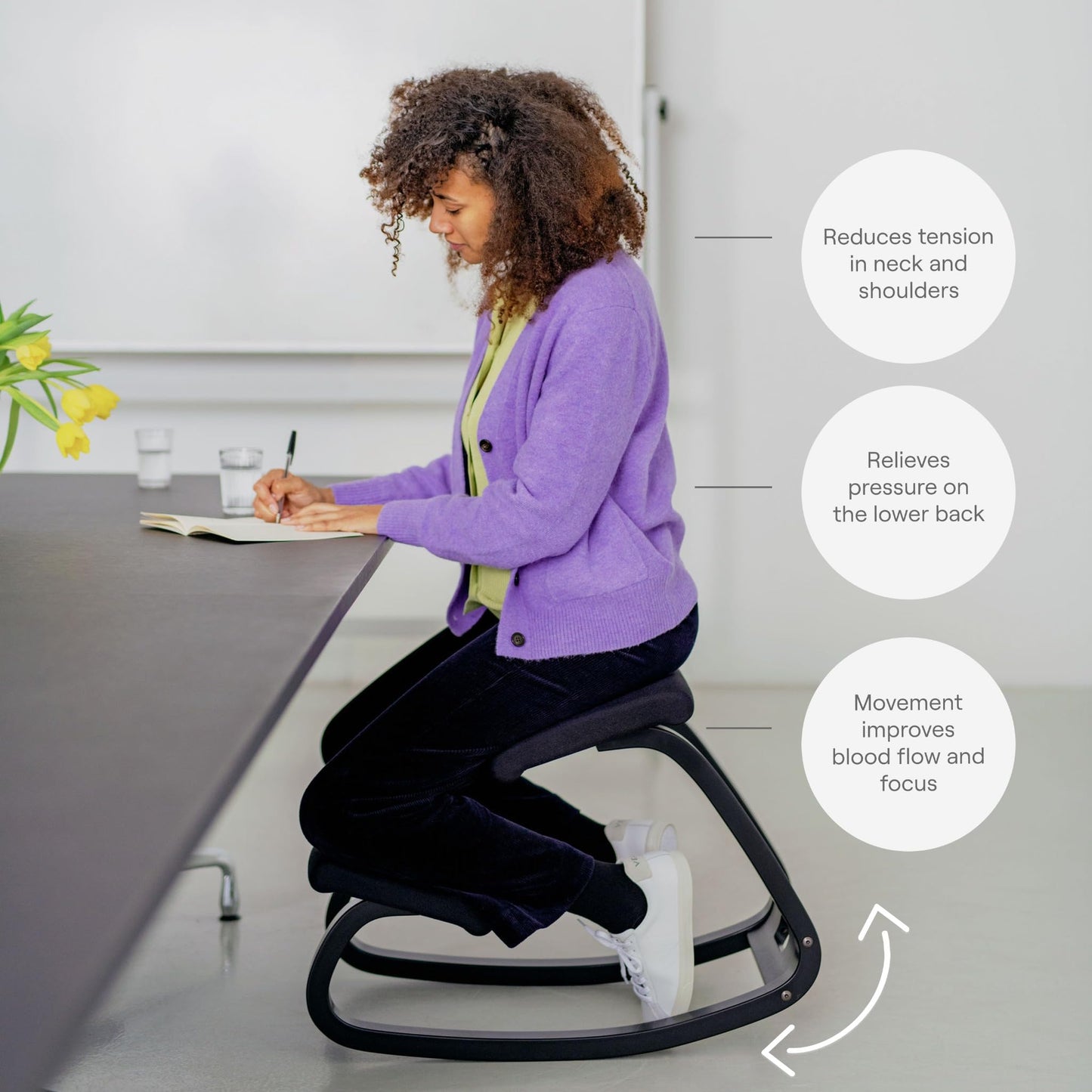 Varier Variable Natural/Yellow Ergonomic Office Kneeling Chair for Desk – Back Pain Relief, Rocking Seat for Home, Study & Posture Support – 10 Year Quality Guarantee