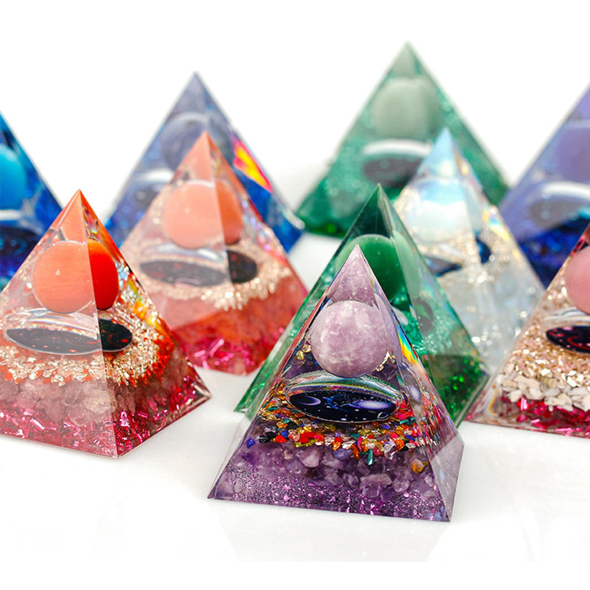 SEVNPRIME Handmade Constellation Crystal Pyramid Unique Positive Energy Orgonite Pyramid Decoration Capricornus Opal Crystal Pyramid Ornaments for Office/Living Room/Bedroom/Yoga(Capricornus)