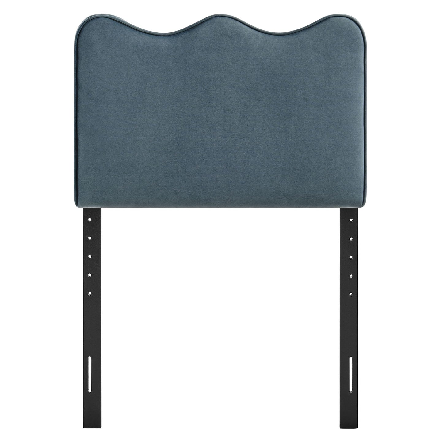 Monday Athena Twin Size Performance Velvet Adjustable Headboard in Cadet Blue - with Scalloped Wave Design and Stain-Resistant Velvet Upholstery