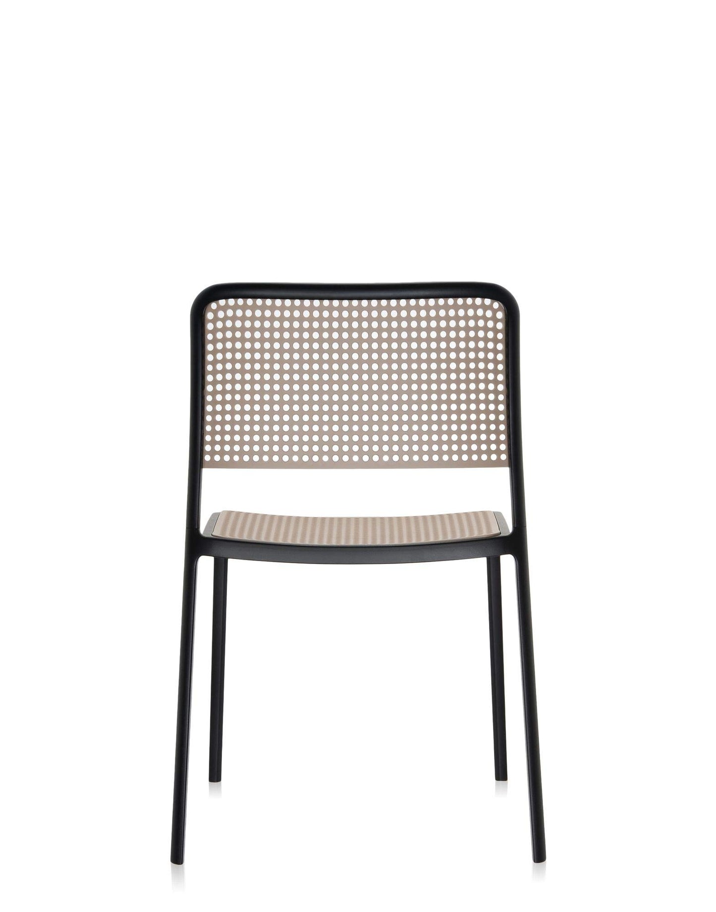 Kartell 5875/N4 Audrey Chair by Piero Lissoni, Pack of 2, Pained Aluminum Black/Sand